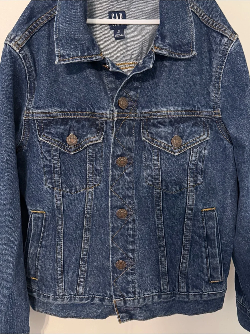 GAP Denim Trucker‎ Jacket Youth Size M (8) Medium Wash Button Front